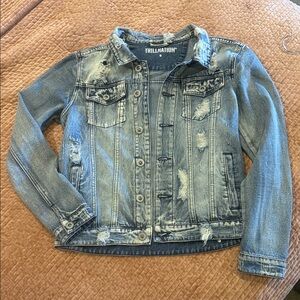 Women's Distressed Jean Jacket - Black